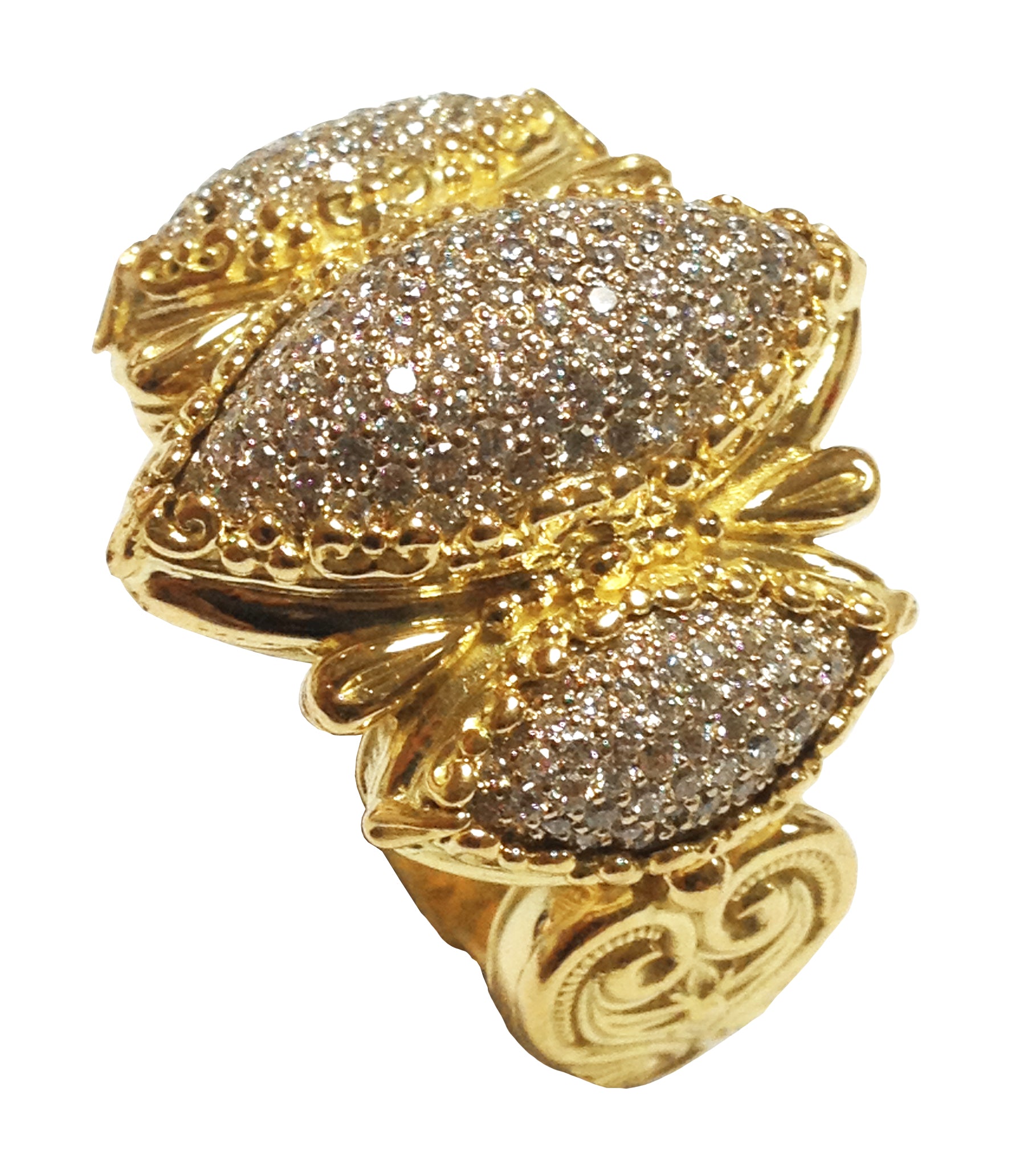 KONSTANTINO 18KT GOLD (14.2GR +/-) PAVE DIAMOND (1.1CT +/-) RING FROM THE FLAMENCO GOLD  COLLECTION