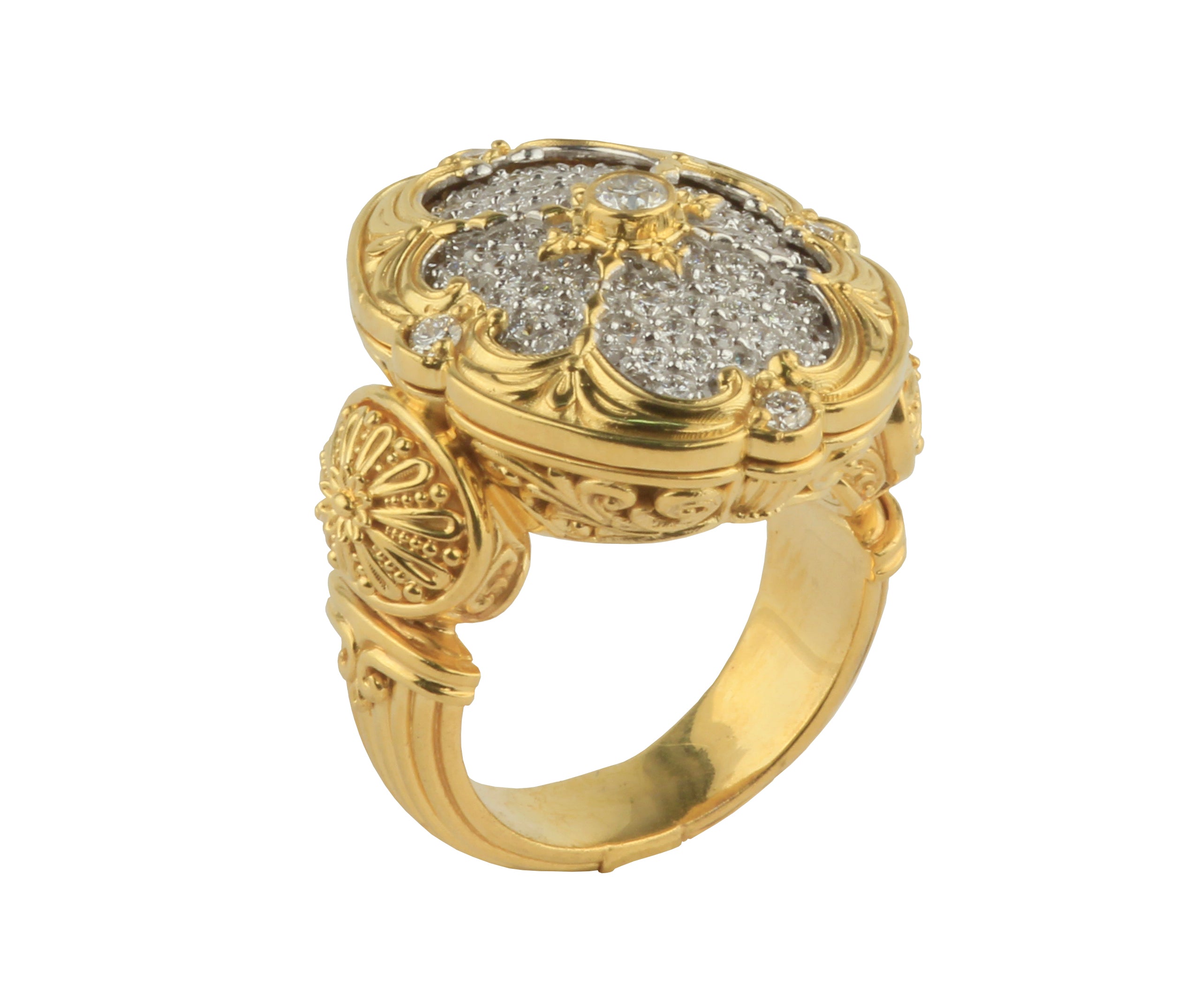 KONSTANTINO 18KT GOLD (17.9GR +/-) PAVE DIAMOND (1.66CT +/-) RING FROM THE FLAMENCO GOLD  COLLECTION