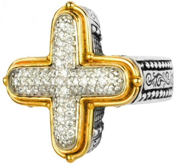 KONSTANTINO STERLING SILVER & 18K GOLD DIAMOND (0.78CT +/-) RING FROM THE DIAMOND CLASSICS COLLECTIO