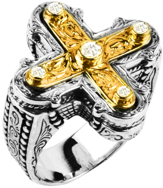 KONSTANTINO STERLING SILVER & 18K GOLD DIAMOND (0.78CT +/-) RING FROM THE DIAMOND CLASSICS COLLECTIO