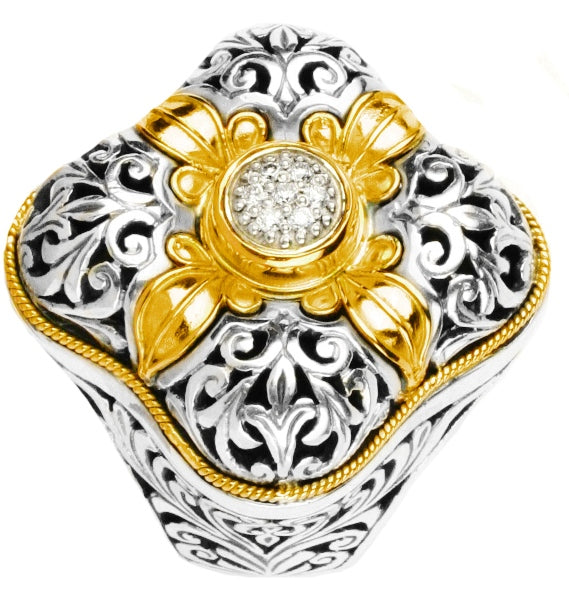 KONSTANTINO STERLING SILVER & 18K GOLD DIAMOND (0.09CT +/-) RING FROM THE DIAMOND CLASSICS COLLECTIO