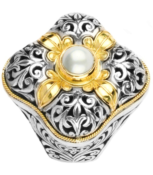 KONSTANTINO STERLING SILVER & 18K GOLD PEARL RING FROM THE PEARL CLASSICS COLLECTION