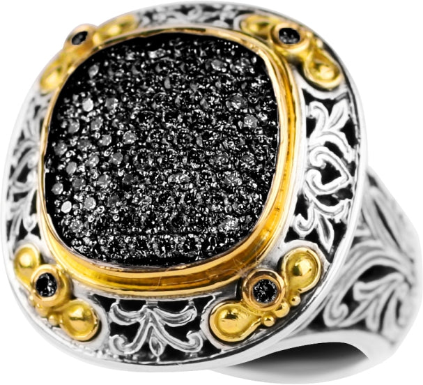 KONSTANTINO STERLING SILVER & 18K GOLD DIAMOND (0.70CT +/-) RING FROM THE DIAMOND CLASSICS COLLECTIO