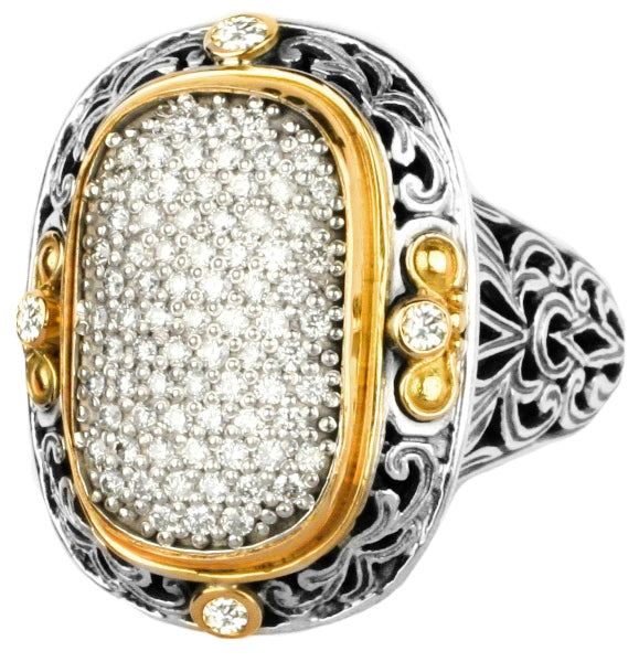 KONSTANTINO STERLING SILVER & 18K GOLD DIAMOND (0.95CT +/-) RING FROM THE DIAMOND CLASSICS COLLECTIO