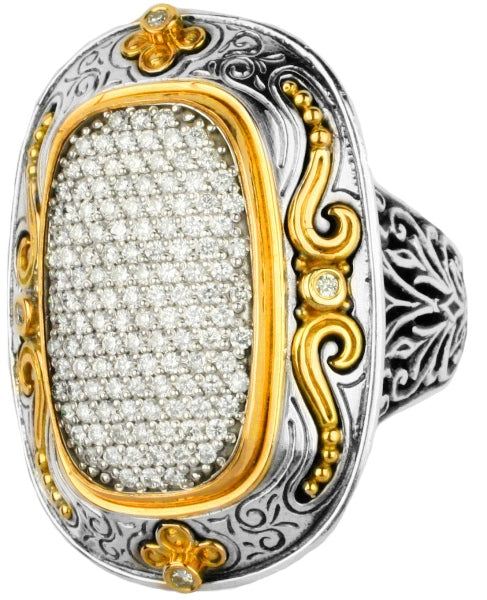 KONSTANTINO STERLING SILVER & 18K GOLD DIAMOND (1.65CT +/-) RING FROM THE DIAMOND CLASSICS COLLECTIO