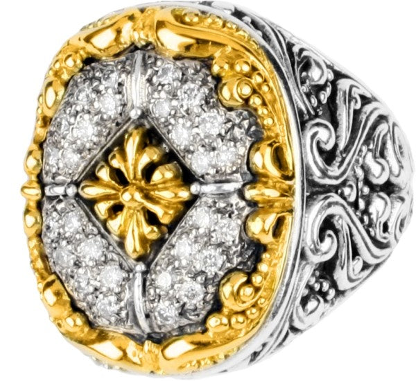 KONSTANTINO STERLING SILVER & 18K GOLD DIAMOND (0.43CT +/-) RING FROM THE DIAMOND CLASSICS COLLECTIO