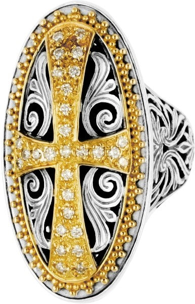 KONSTANTINO STERLING SILVER & 18K GOLD DIAMOND (0.43CT +/-) RING FROM THE DIAMOND CLASSICS COLLECTIO