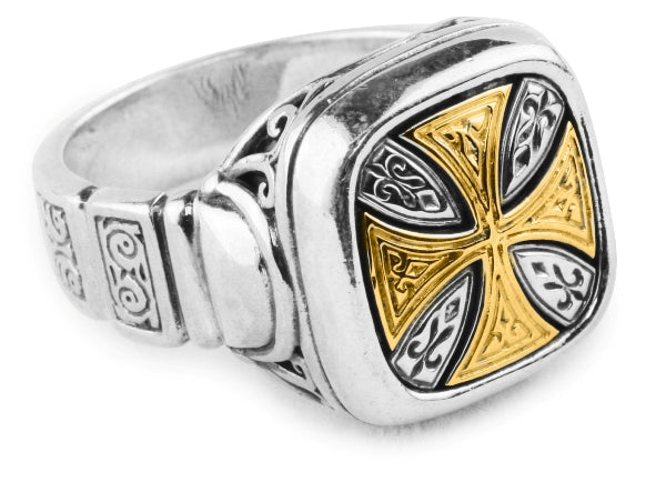 KONSTANTINO STERLING SILVER & 18K GOLD RING FROM THE SILVER & GOLD COLLECTION