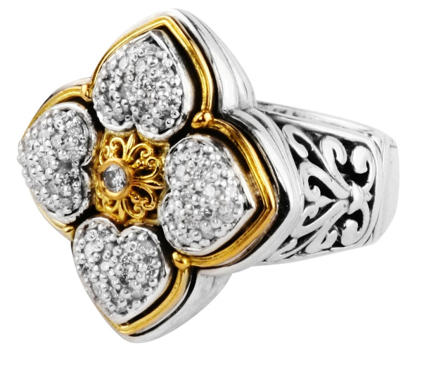 KONSTANTINO STERLING SILVER & 18K GOLD DIAMOND (0.72CT +/-) RING FROM THE DIAMOND CLASSICS COLLECTIO