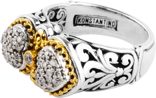 KONSTANTINO STERLING SILVER & 18K GOLD DIAMOND (0.38CT +/-) RING FROM THE DIAMOND CLASSICS COLLECTIO