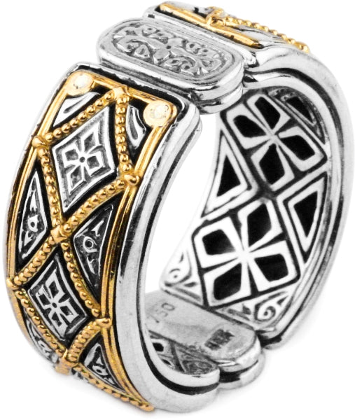 KONSTANTINO STERLING SILVER & 18K GOLD RING FROM THE ZEUS COLLECTION