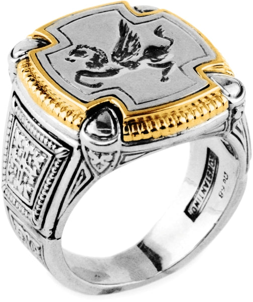 KONSTANTINO STERLING SILVER & 18K GOLD PEGASUS RING FROM THE ZEUS COLLECTION