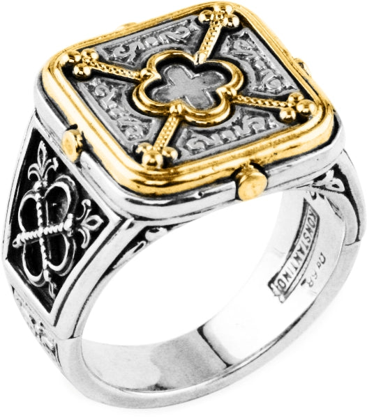 KONSTANTINO STERLING SILVER & 18K GOLD RING FROM THE ZEUS COLLECTION