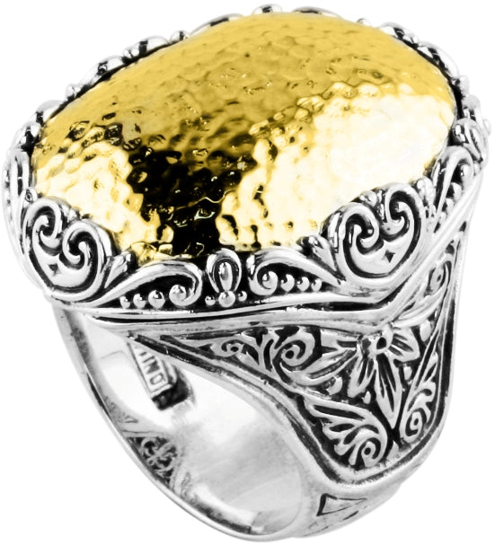 KONSTANTINO STERLING SILVER & HAMMERED 18K GOLD RING FROM THE ASPASIA SILVER & GOLD COLLECTION