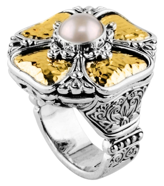 KONSTANTINO STERLING SILVER & 18K GOLD PEARL RING FROM THE PEARL CLASSICS COLLECTION