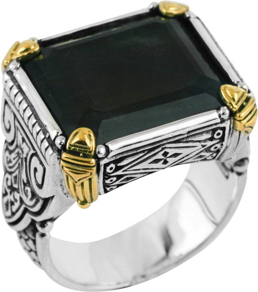 KONSTANTINO STERLING SILVER & 18K GOLD SPECTROLITE -301 RING FROM THE SPARTA COLLECTION