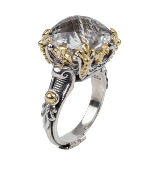 KONSTANTINO STERLING SILVER & 18K GOLD RING CRYSTAL FROM THE PYTHIA COLLECTION