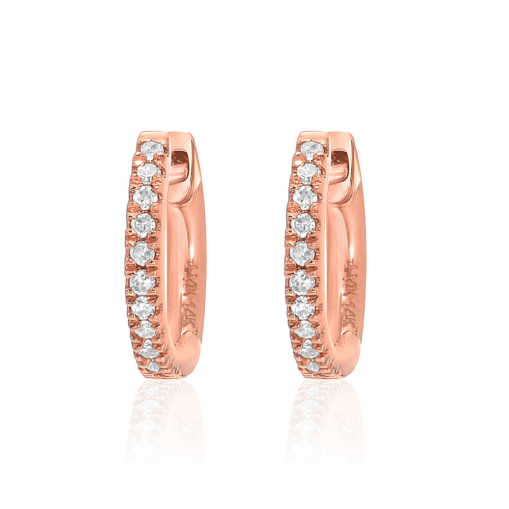 LIVEN CO 14K ROSE GOLD & 0.07CT DIAMOND HUGGIE HOOPS