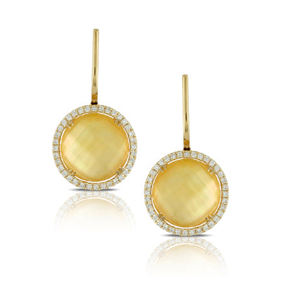 Doves Citrine/White Mother of Pearl Earring