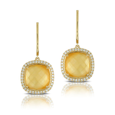 Doves Citrine/White Mother of Pearl Earring