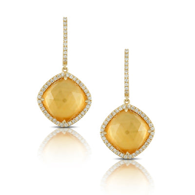 Doves Citrine/White Mother of Pearl Earring