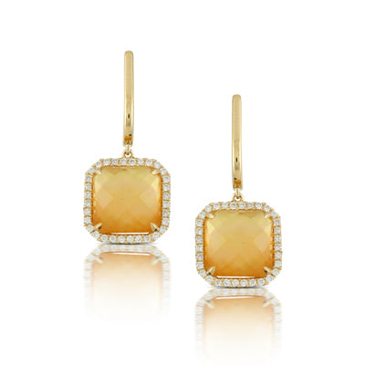 Doves Citrine/White Mother of Pearl Earring