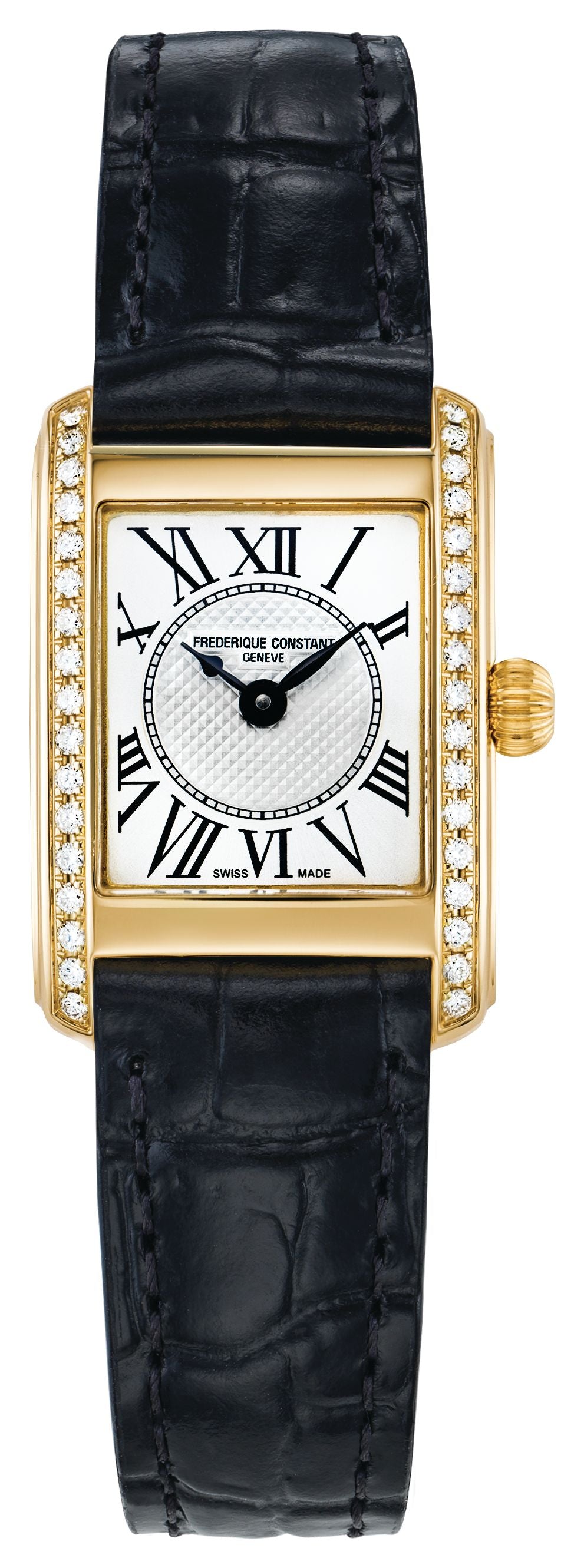 FREDERIQUE CONSTANT LADIES STAINLESS STEEL Gold-Tone Quartz CLASSICS Leather Strap