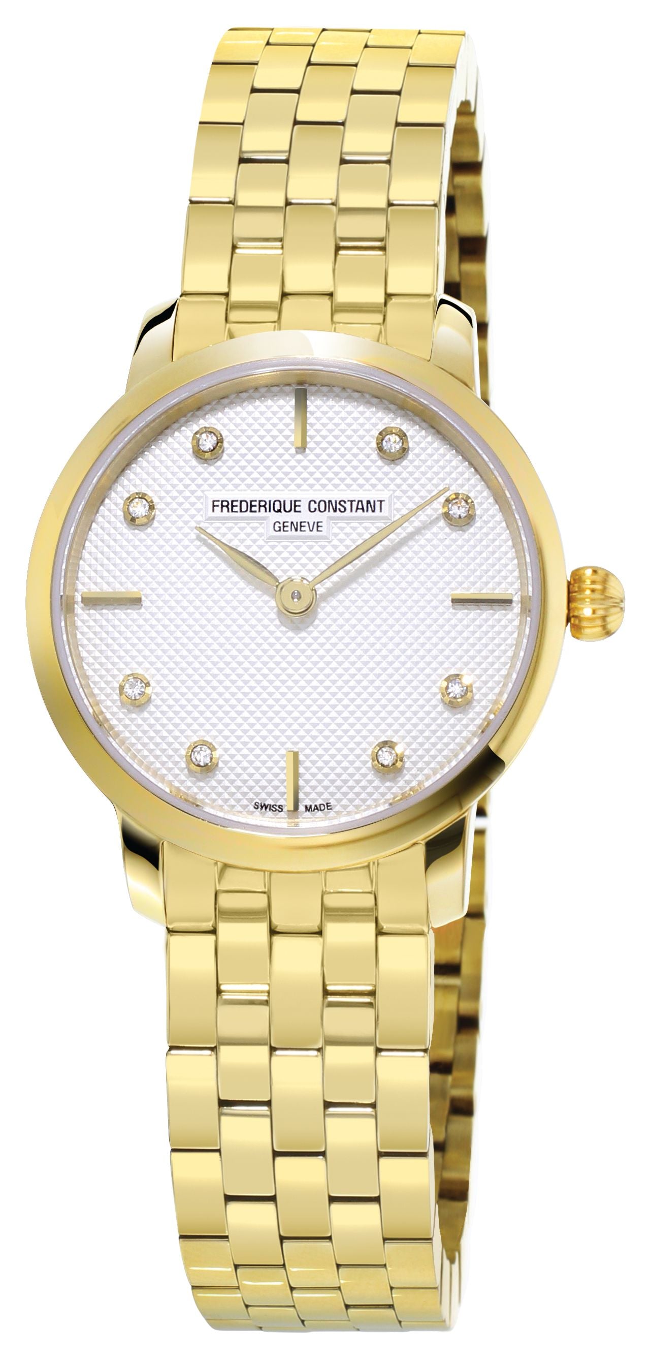 FREDERIQUE CONSTANT LADIES STAINLESS STEEL Gold-Tone Quartz SLIMLINE Stainless Steel Bracelet