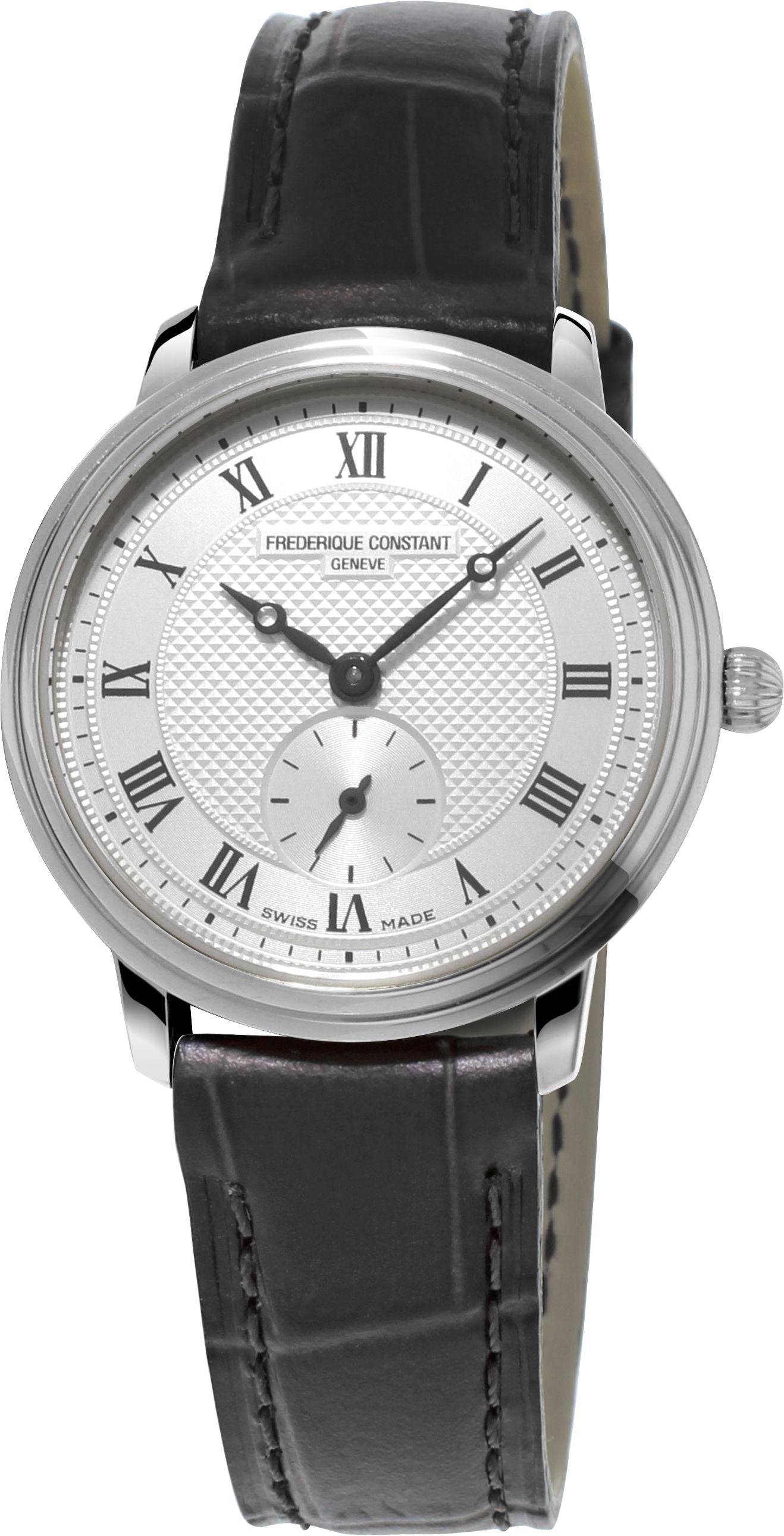 FREDERIQUE CONSTANT LADIES STAINLESS STEEL Silver-Tone Quartz SLIMLINE Leather Strap