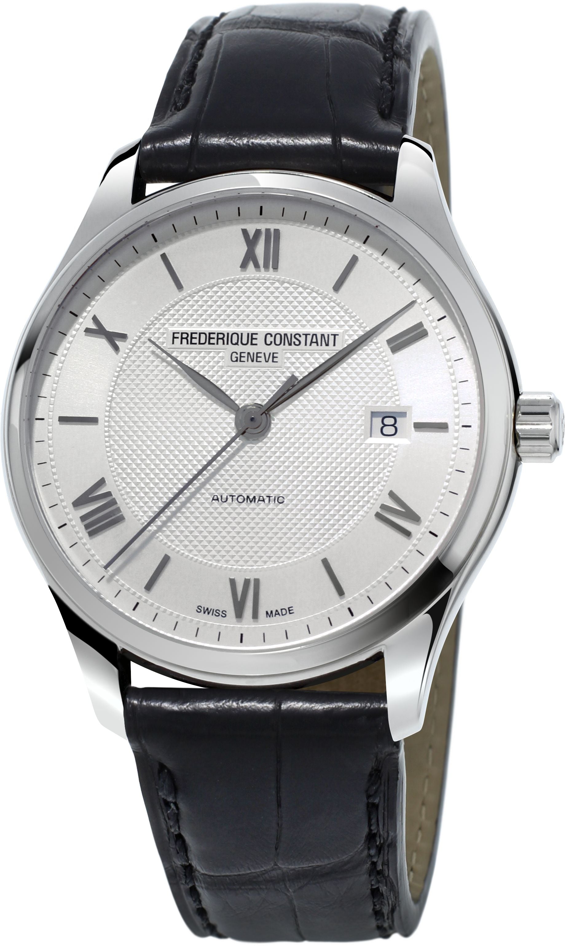 FREDERIQUE CONSTANT MENS STAINLESS STEEL Silver-Tone Automatic CLASSICS Leather Strap