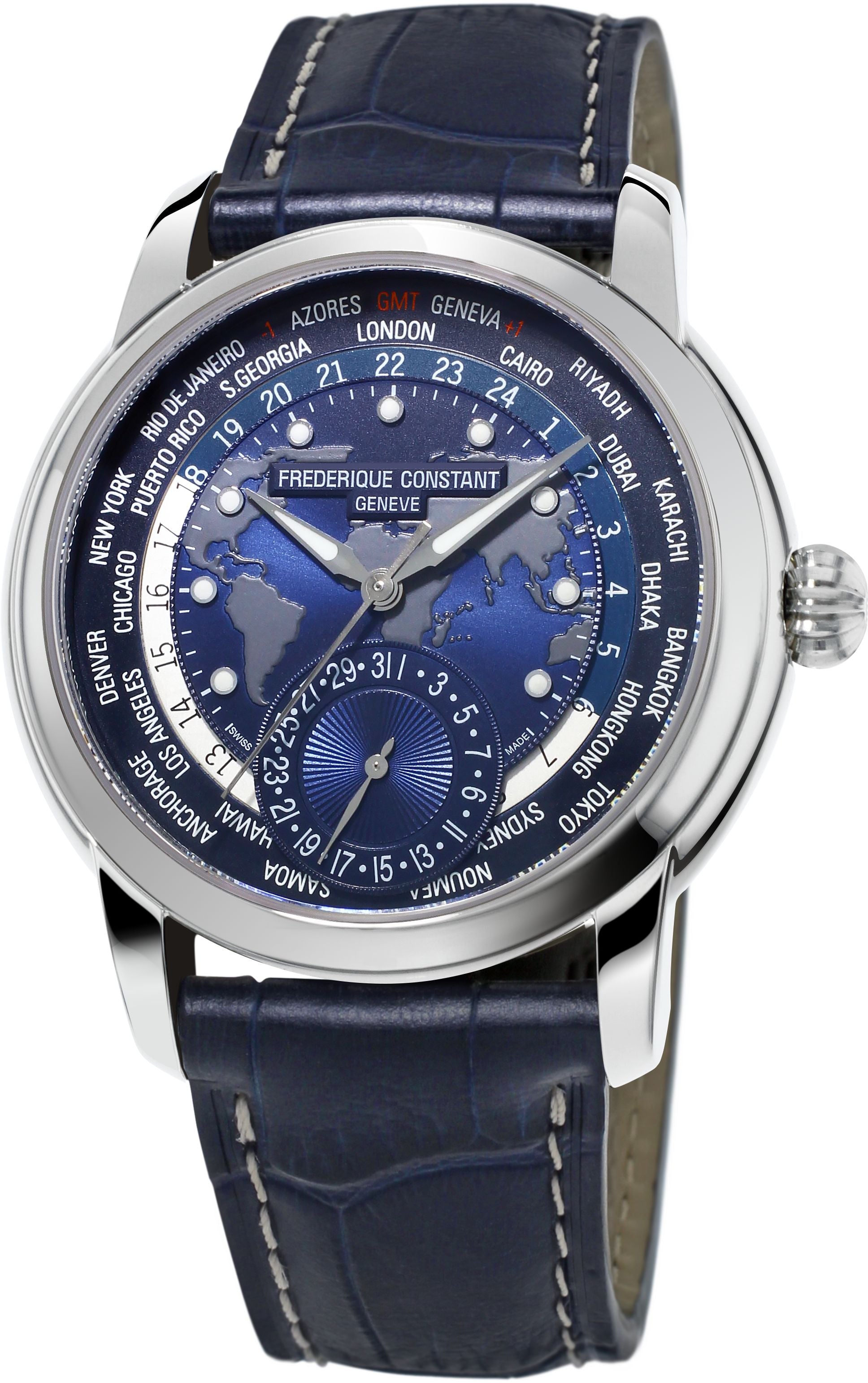 FREDERIQUE CONSTANT MENS STAINLESS STEEL Silver-Tone Manufacture MANUFACTURE Alligator Strap