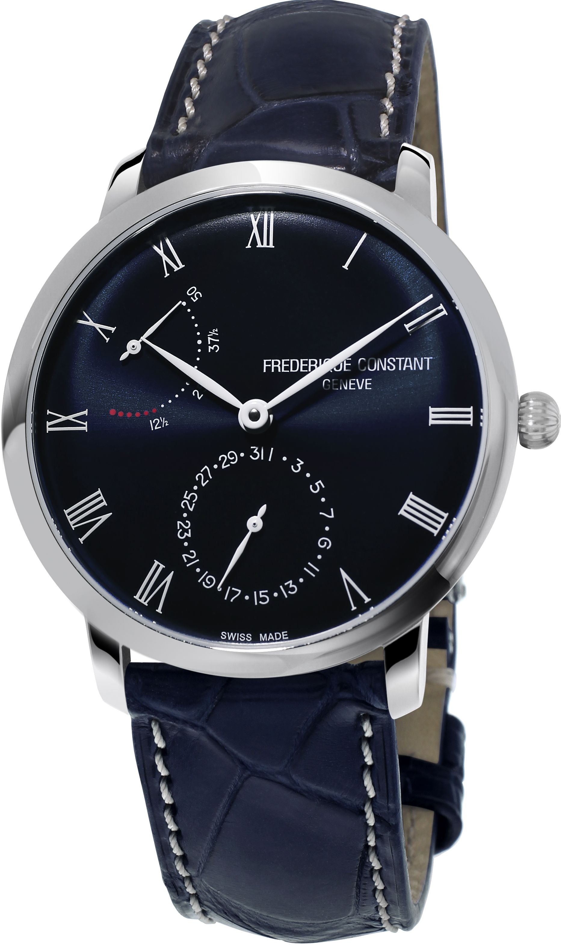 FREDERIQUE CONSTANT MENS STAINLESS STEEL Silver-Tone Manufacture MANUFACTURE Alligator Strap