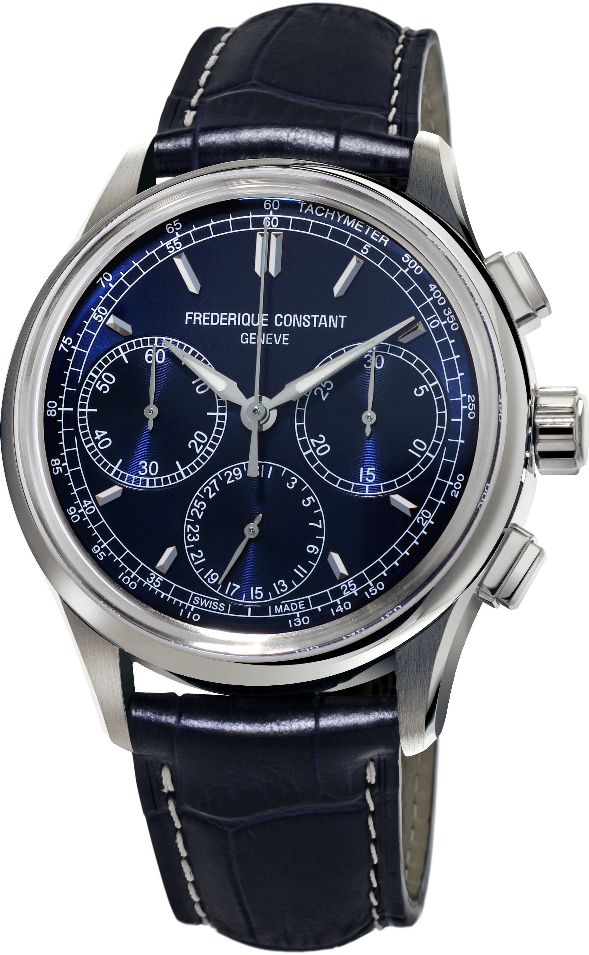 FREDERIQUE CONSTANT MENS STAINLESS STEEL Silver-Tone Manufacture MANUFACTURE Genuine Alligator Strap