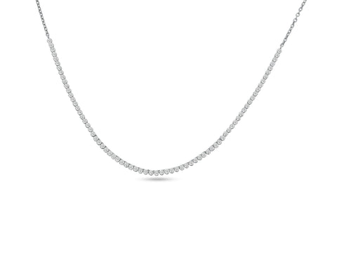 MULLOYS PRIVE 14K WHITE GOLD 1.72CT  SI1 CLARITY G COLOR  DIAMOND TENNIS NECKLACE.