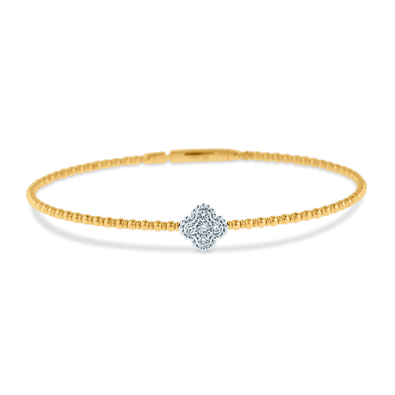 PRIVE' 14K YELLOW & WHITE GOLD 0.20CT DIAMOND BANGLE