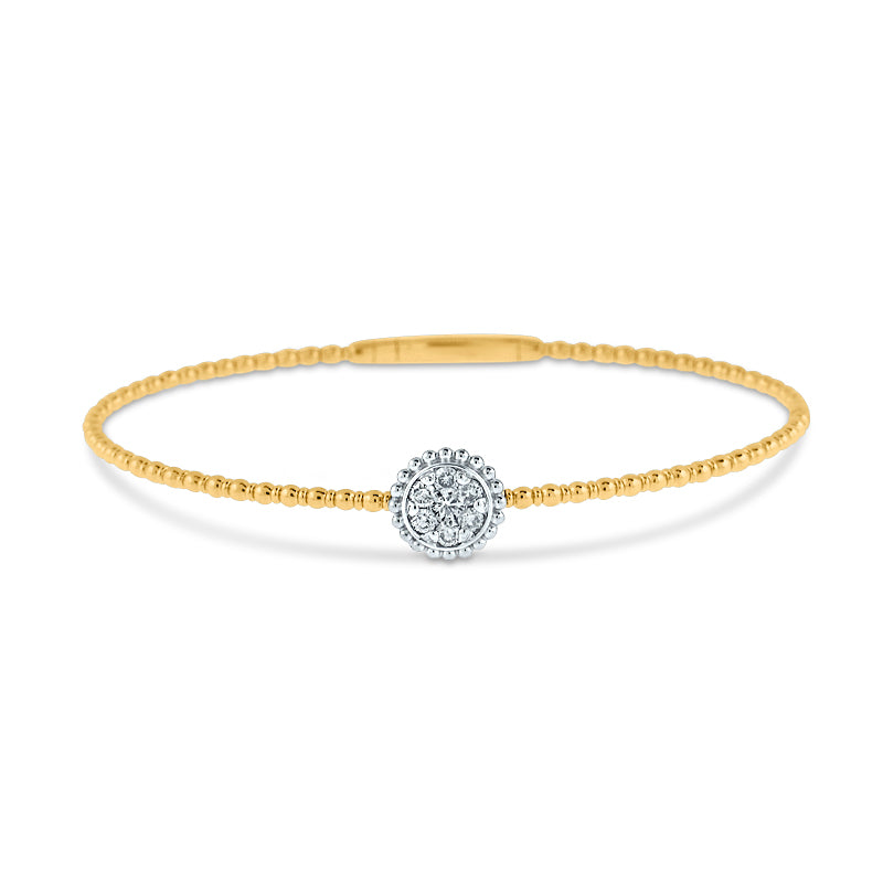 PRIVE 14K YELLOW/WHITE GOLD 0.30CT DIAMOND BEADED BANGLE