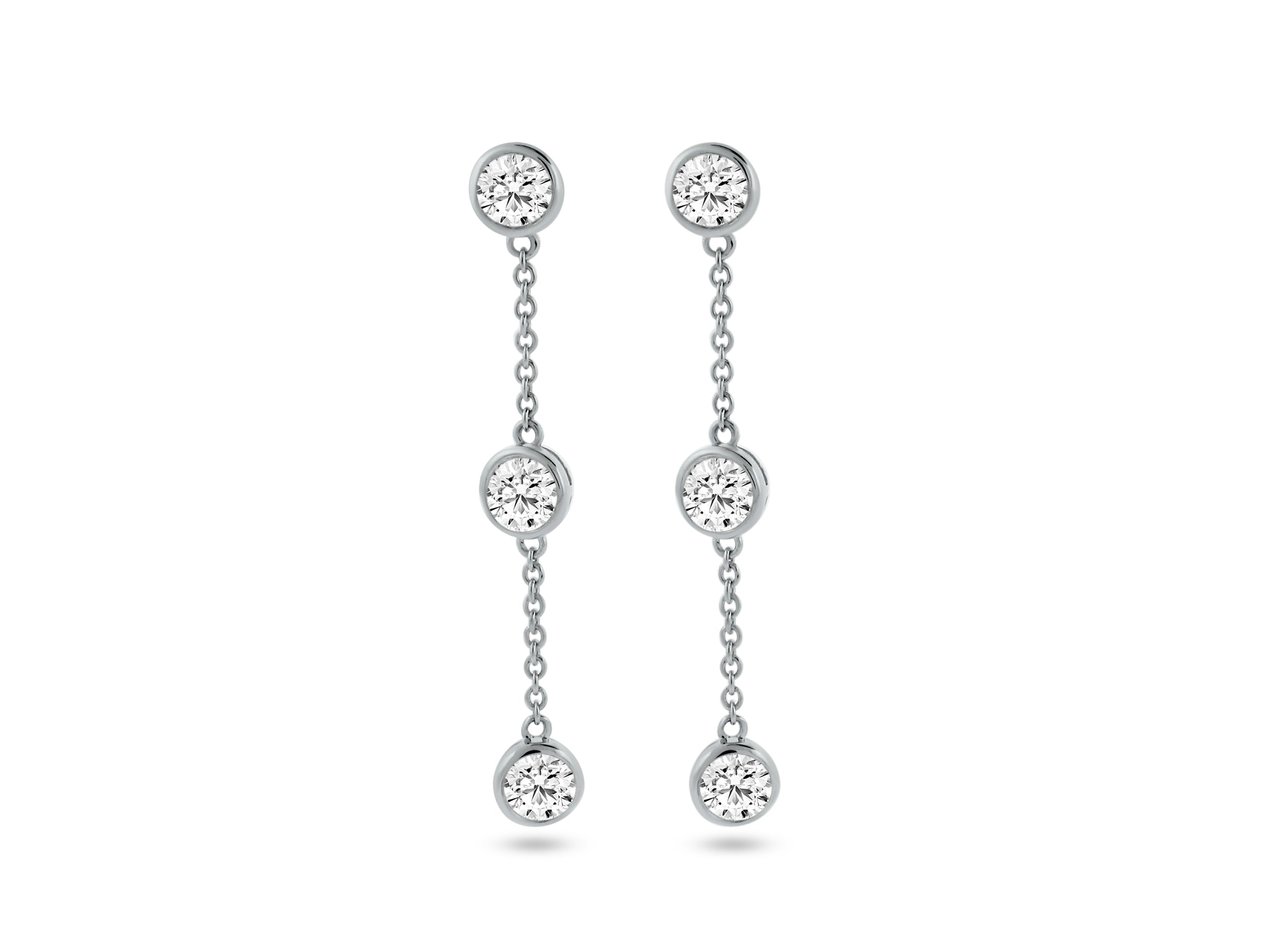 MULLOYS PRIVE'14K WHITE GOLD 1.73CT SI1-2 G-H COLOR DIAMOND DANGLE EARRINGS