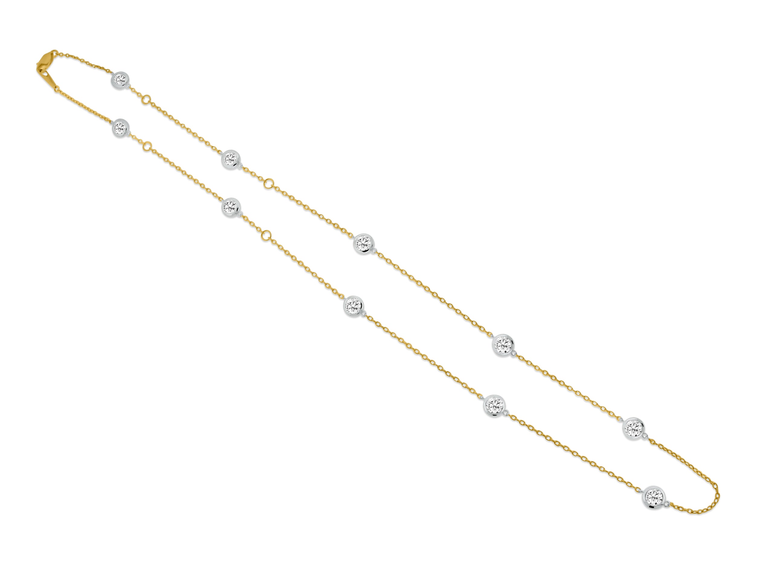 MULLOYS PRIVE'14K YELLOW AND WHITE GOLD 3.00CT SI1-2 CLARITY AND G-H COLOR  DIAMOND BY YARD NECKLACE 16"/18"/20" SIZE STATIONS NECKLACE