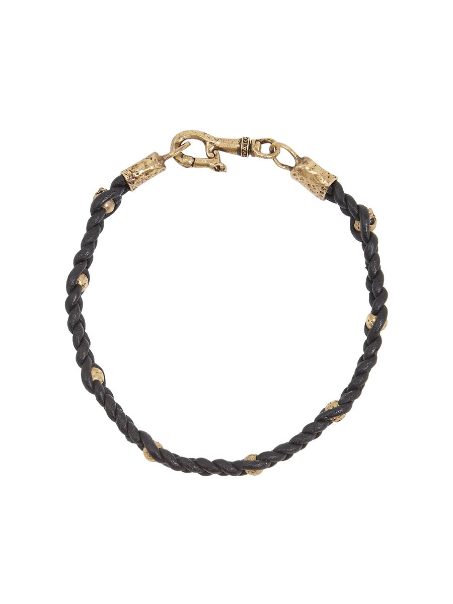 LEATHER BRASS WOVEN BRACELET