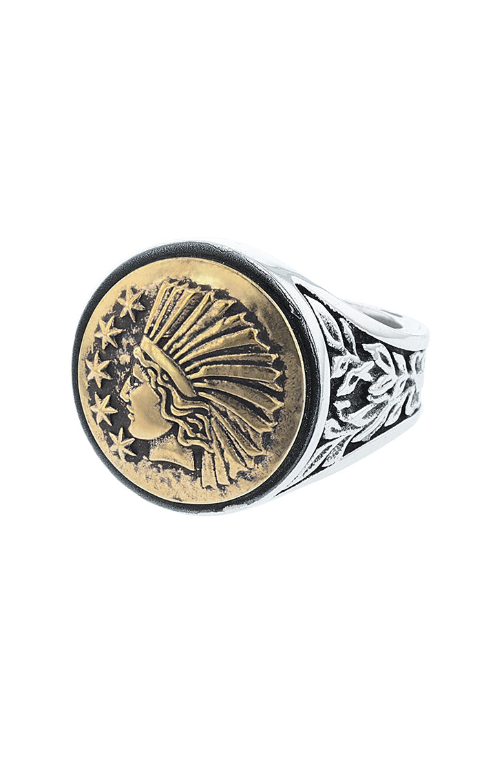 MENS LIBERTY HEADDRESS SIGNET RING