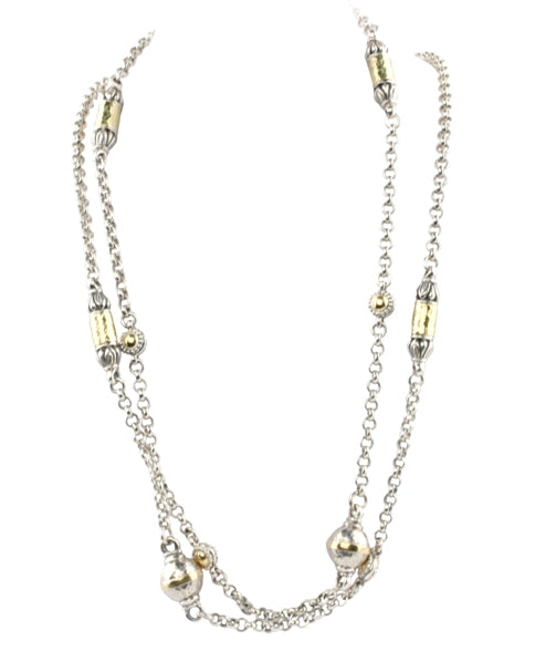 KONSTANTINO HAMMERED STERLING SILVER & HAMMERED 18K GOLD NECKLACE FROM THE ASPASIA SILVER & GOLD COL