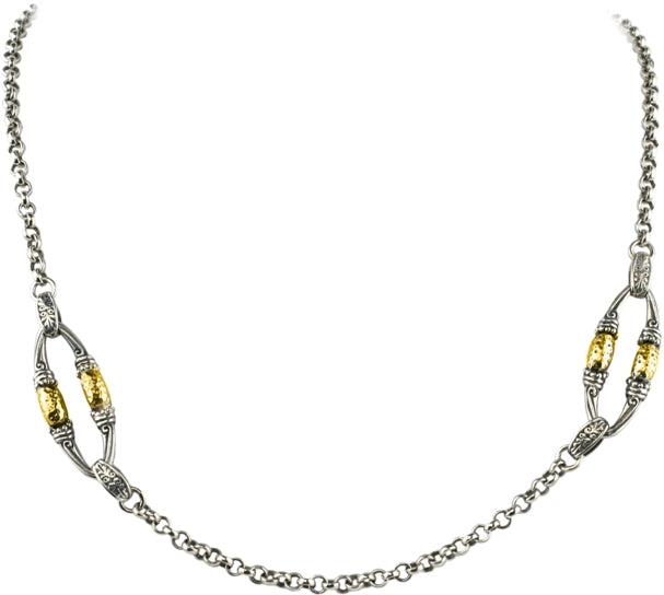 KONSTANTINO STERLING SILVER & HAMMERED 18K GOLD PENDANT FROM THE ASPASIA SILVER & GOLD COLLECTION