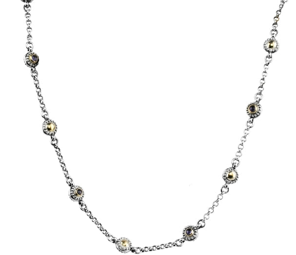 KONSTANTINO STERLING SILVER & 18K GOLD RHODOLITE-112 (OTHER STONE OPTIONS AVAILABLE) NECKLACE FROM T