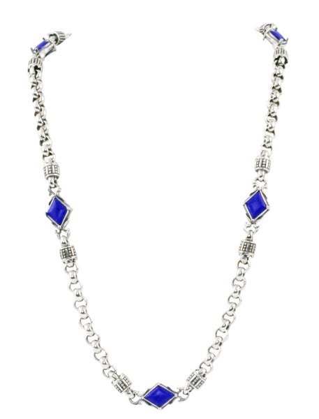 KONSTANTINO STERLING SILVER BLUE AGATE LINK NECK FROM THE PLATO COLLECTION