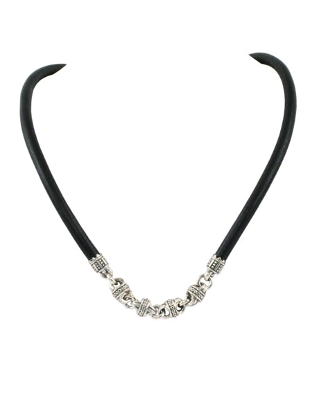 KONSTANTINO STERLING SILVER WITH LEATHER NECK FROM THE STERLING SILVER CLASSICS COLLECTION