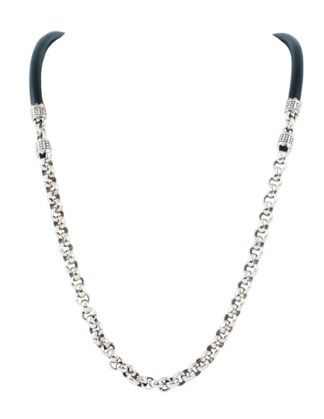 KONSTANTINO STERLING SILVER WITH LEATHER NECK FROM THE PLATO COLLECTION