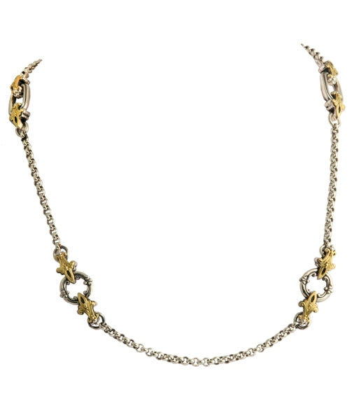 KONSTANTINO STERLING SILVER & 18K GOLD FLEUR DE LIS NECKLACE  FROM THE EROS COLLECTION