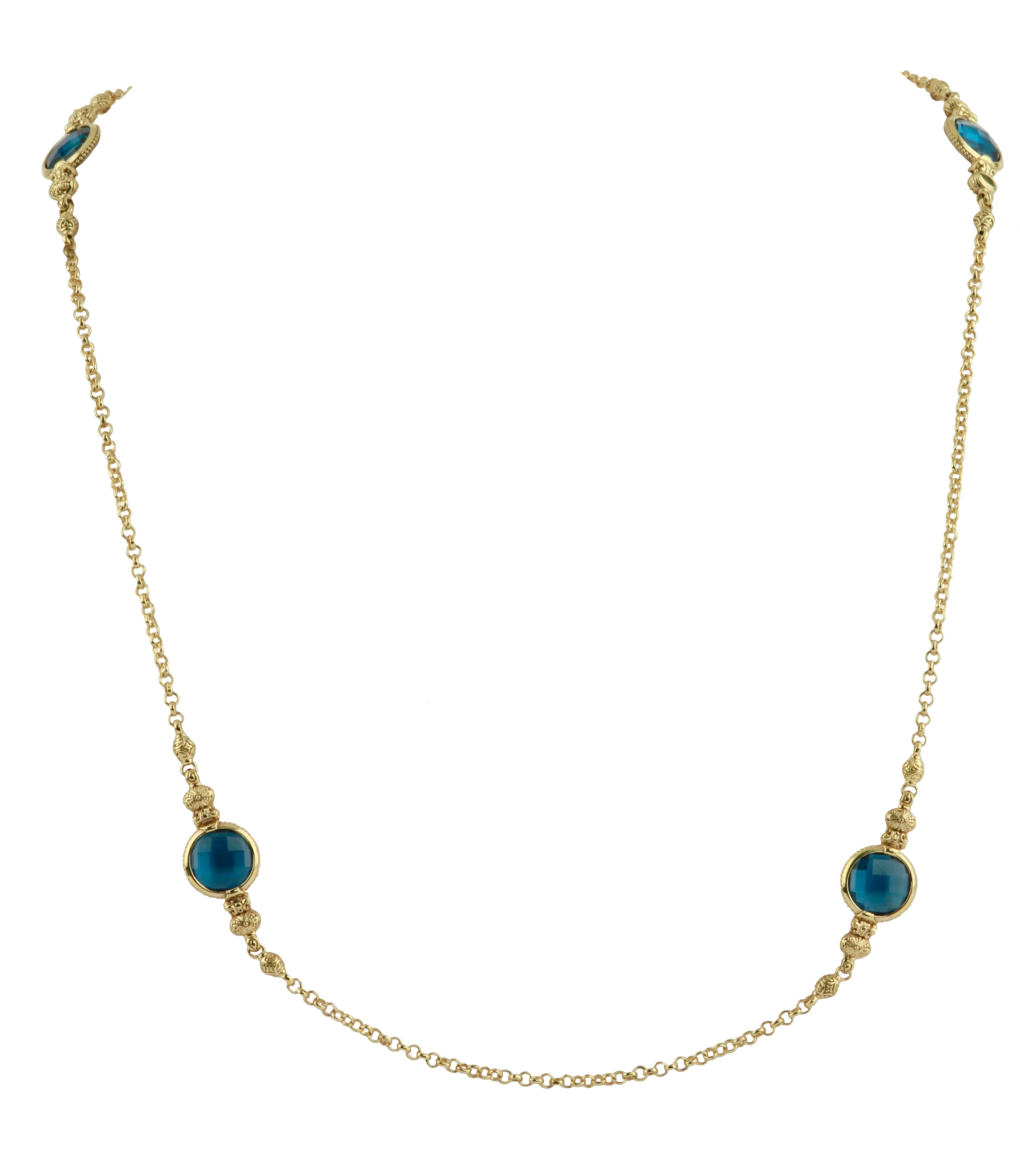 KONSTANTINO 18KT GOLD (18.3GR +/-)  LONDON BLUE TOPAZ (14.5-17.0CT +/-) NECKLACE FROM THE FLAMENCO G