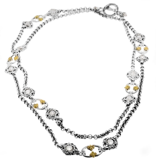 KONSTANTINO STERLING SILVER & 18K GOLD PEARL (OTHER STONE OPTIONS AVAILABLE)NECKLACE FROM THE ARSINO