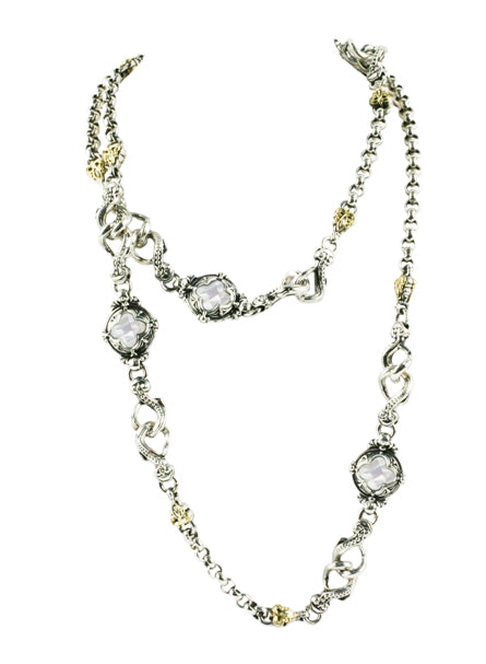 KONSTANTINO STERLING SILVER & 18K GOLD MOTHER OF PEARL NECKLACE  FROM THE SELENA COLLECTION